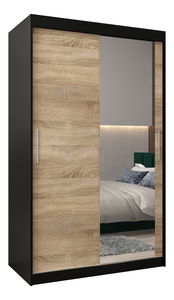 Dulap de haine 120 cm Toki 2 (negru mat + stejar sonoma)