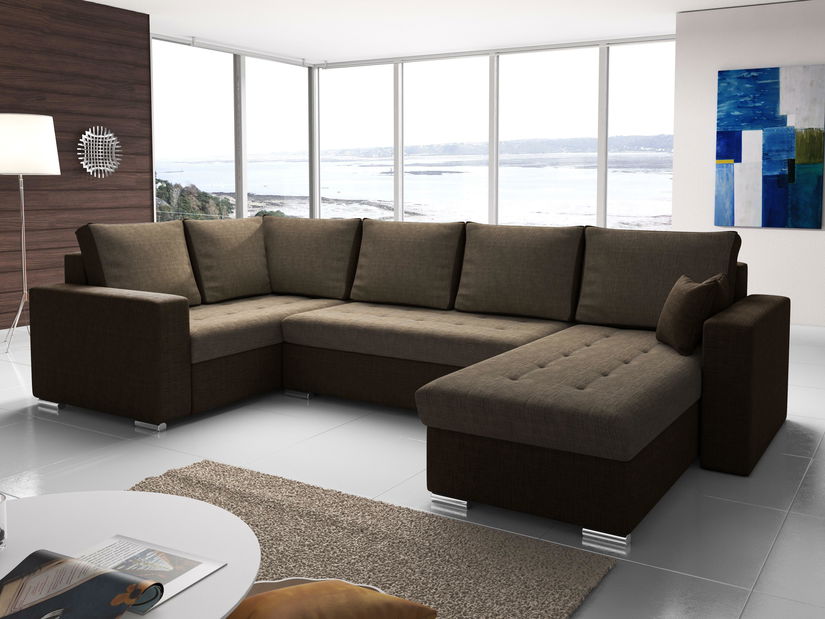 Rohová sedačka U Lambert (hnedá tmavohnedá) (L)