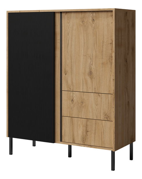 Comodă Munkki 1 (stejar + negru)