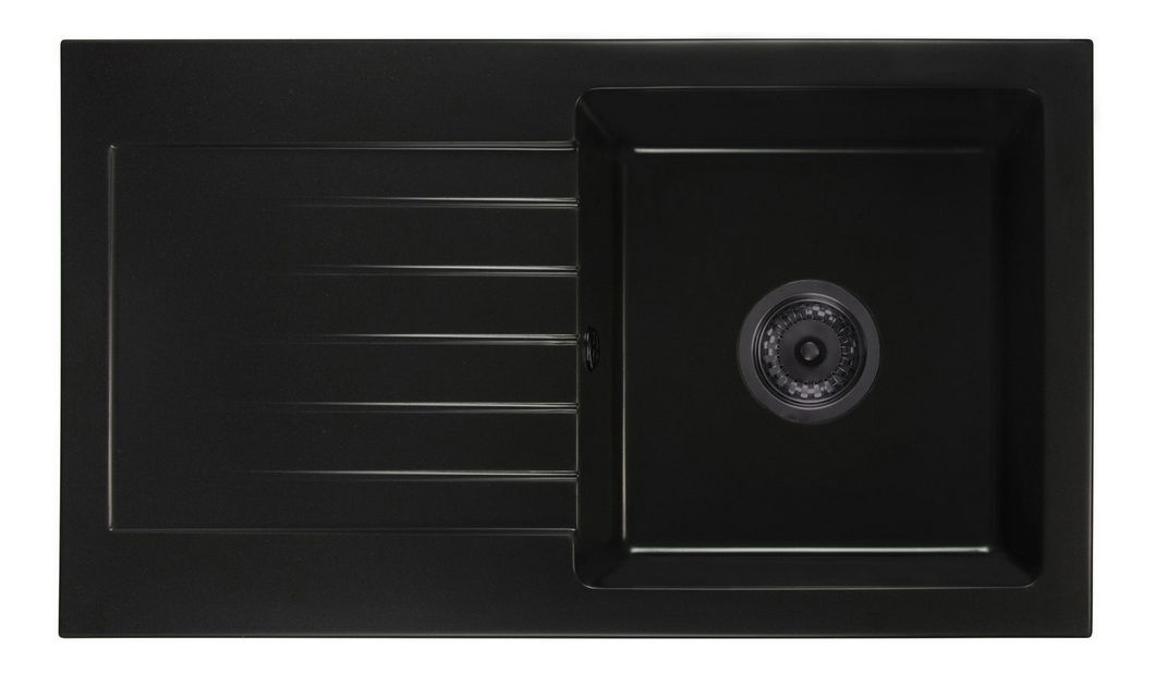 Chiuvetă de bucătărie Lemmion (negru) (cu 2 orificii pentru robinet) (S)