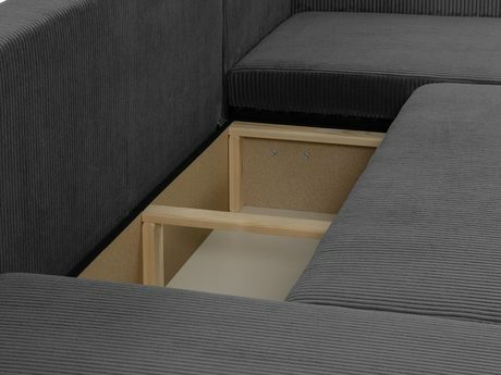 Rohová sedačka U Euston U S (sivá + čierna) (s úl. priestorom)