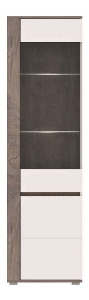 Vitrína Aren AS8 (s osvetlením) (dub enderein + lesk biely)