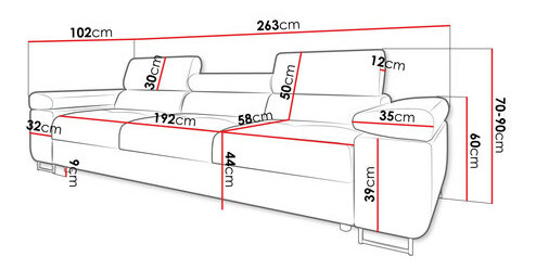 Sofa Terazuro 3 (siva + tamnosiva) 