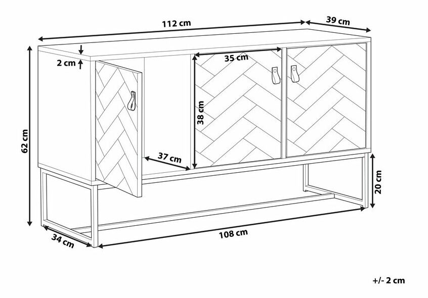 Skrinka NAVVEA (trojdverová) (tmavé drevo + biela)