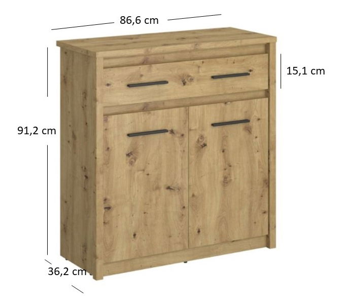 Comodă Andra 2D1S (Stejar artisan)