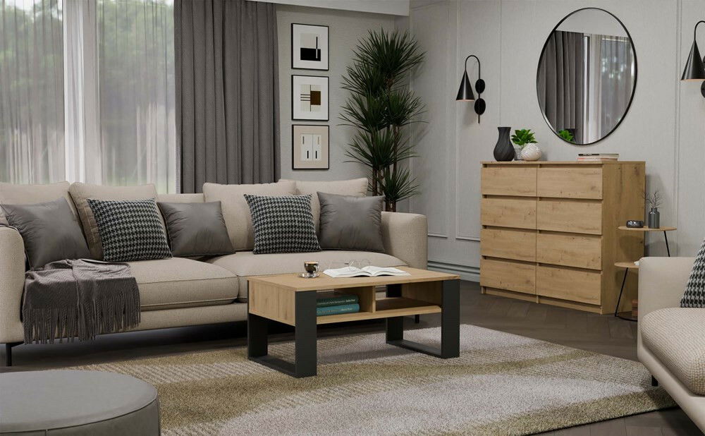 Stolić za kavu Maduro 3 (hrast artisan + antracit)