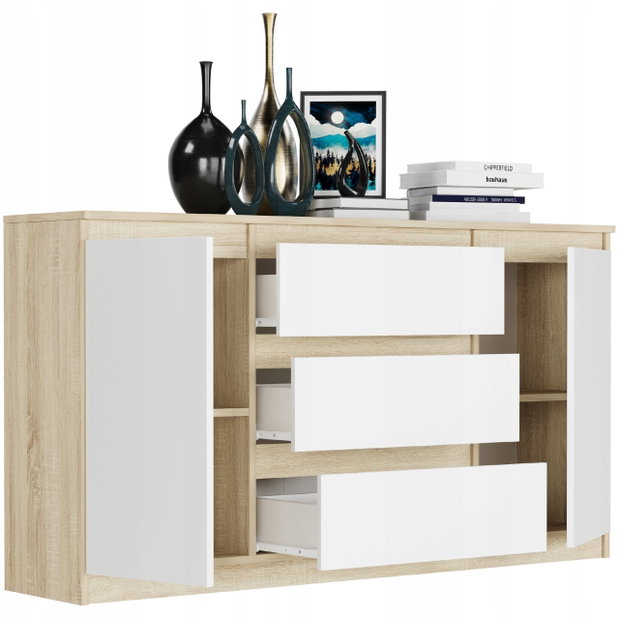 Comodă Rymaxa (stejar sonoma + alb)
