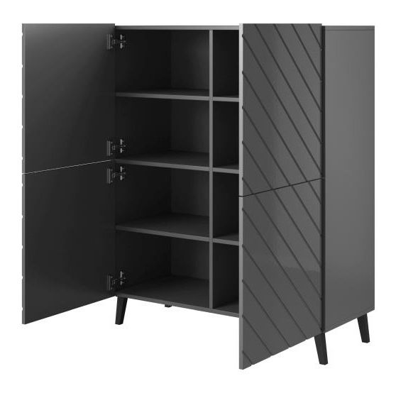 Comodă Alexander (Grafit mat + grafit lucios)