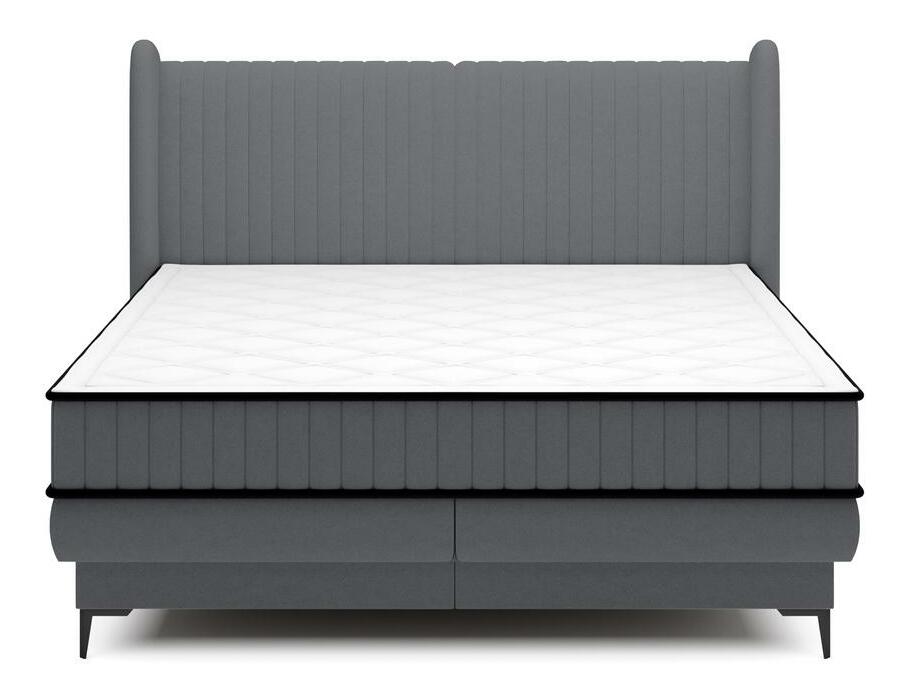 Pat matrimonial 140 cm Dalmo 140 (cu somieră) (cu sp. depozitare) (gri negru + negru)