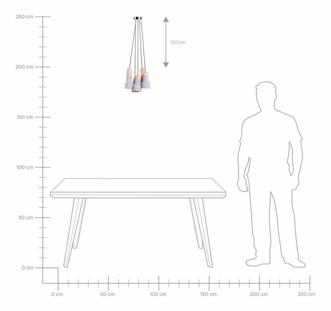 Závesná lampa Acura (svetlosivá) 5D