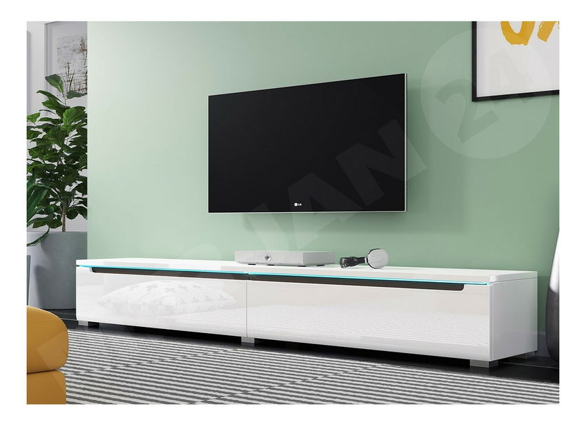 Masă TV/ Dulap Mirjan Nyla Mirjan I 180 (Alb + Alb lucios) (fără iluminat)