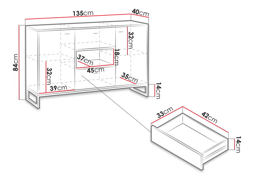 Komoda Olevaro OL2 (bijela + hrast artisan)