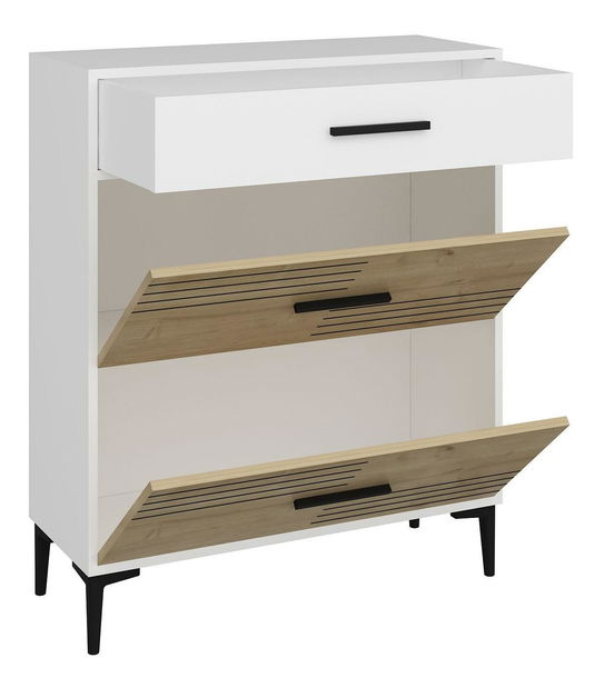 Konzolový stolík Kebose (biela + dub zafírový) 