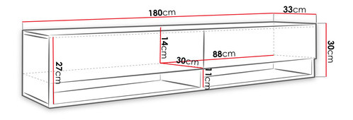 Függesztett TV szekrény Adenuk 140 MDF (fekete + fekete gyapjú) 