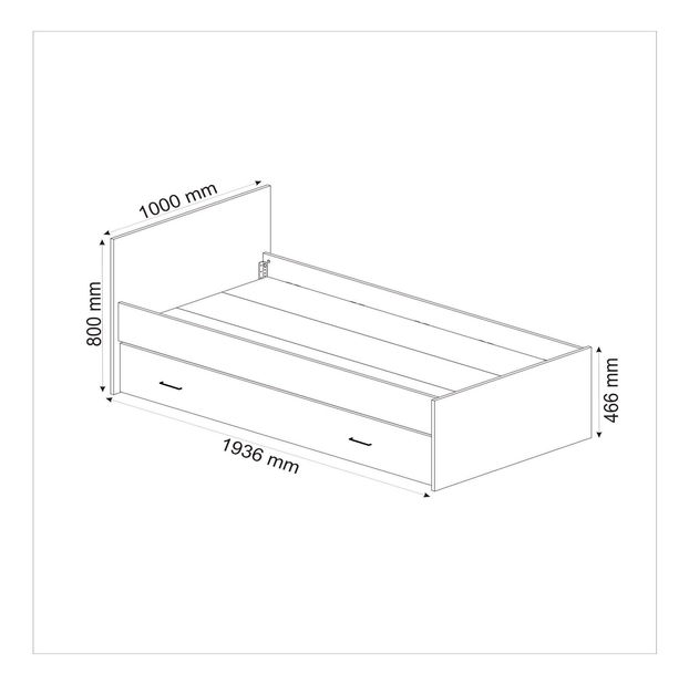 Jednostruki krevet 100 cm Podume (bijela) (s podnicom)