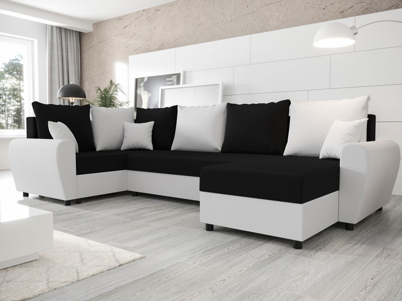 U alakú sarokkanapé Fleur Long (fehér + fekete) (B)