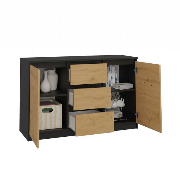 Comodă Musecalo 11 (antracit + stejar artisan)