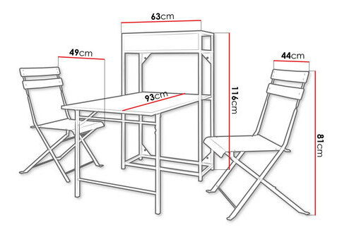 Set de grădină Naveran (negru) (pentru 2 persoane)