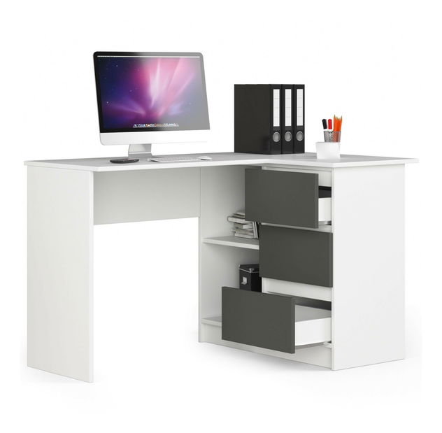 Sarok PC asztal Bodhi (fehér + szürke) (J)