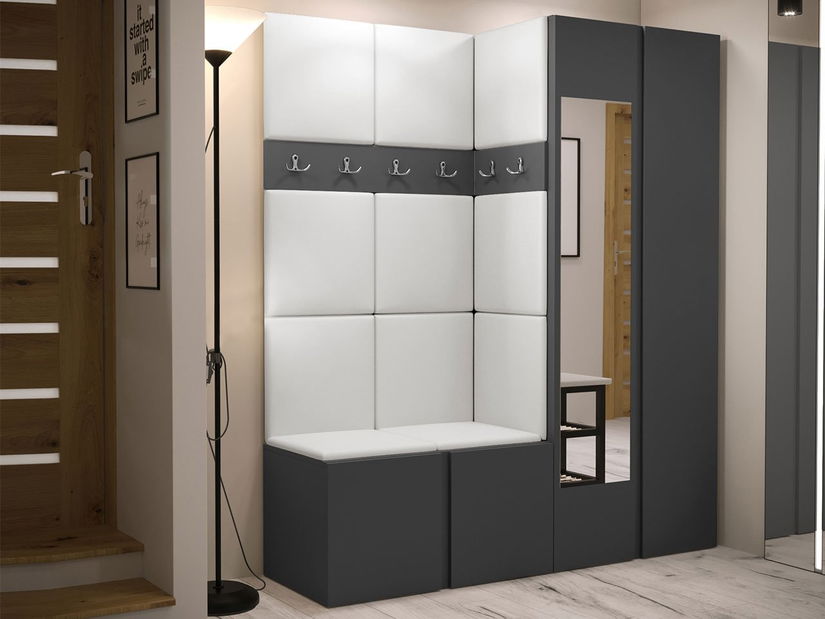 Predsoblje Tovenaz XII (grafit + bijela) (s ogledalom)