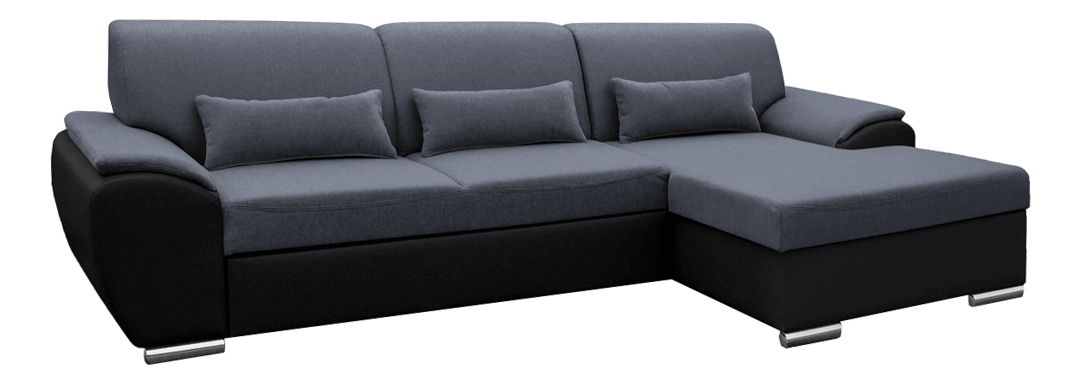 Colțar Excelsa 2 (D) (negru piele ecologică + Gri închis Textil)