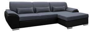 Rohová sedačka Excelsa 2 (P) (čierna ekokoža + tmavosivá látka)