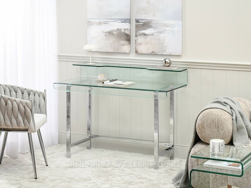 PC stol Lazuli (staklo + krom)