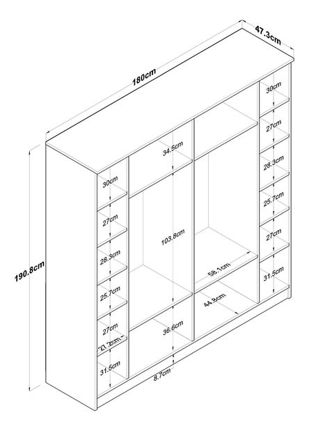 Dulap de haine Bastet 114 (nuc + alb)