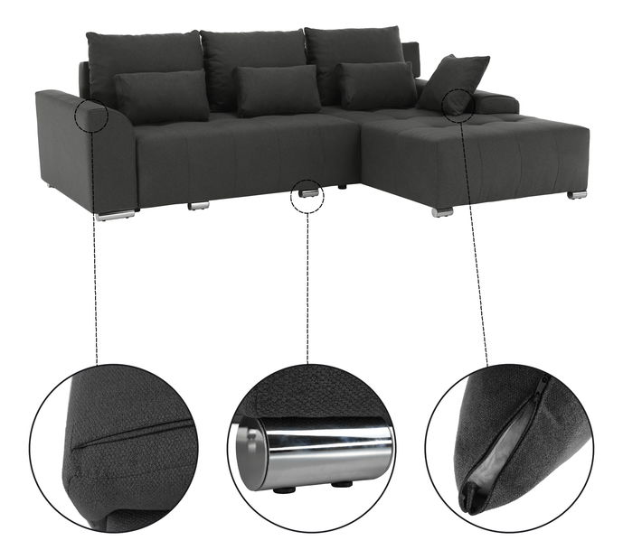 Sarokkanapé Davan (sötétszürke) (J)