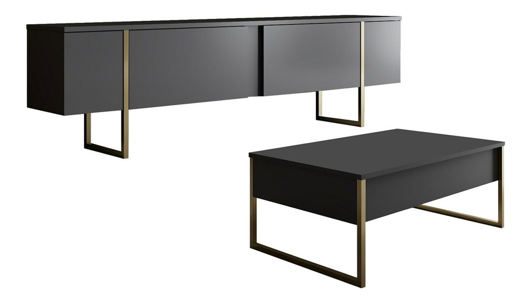 Set za dnevni boravak Luna 2 (antracit + zlatna)