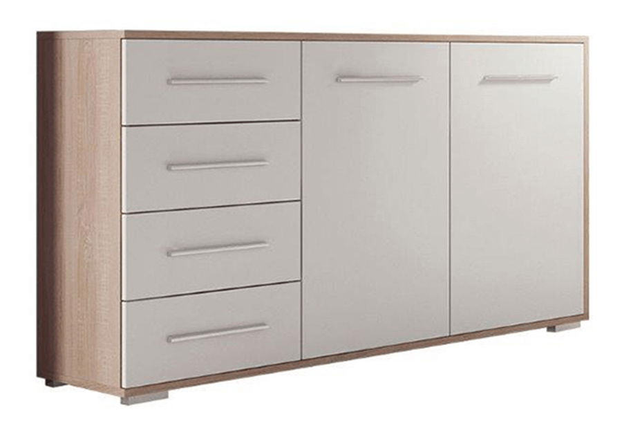Komoda Flonet (biela matná + dub sonoma)