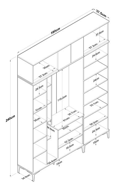 Predsoblje Emily 28 (s ogledalom) (orah + bijela)