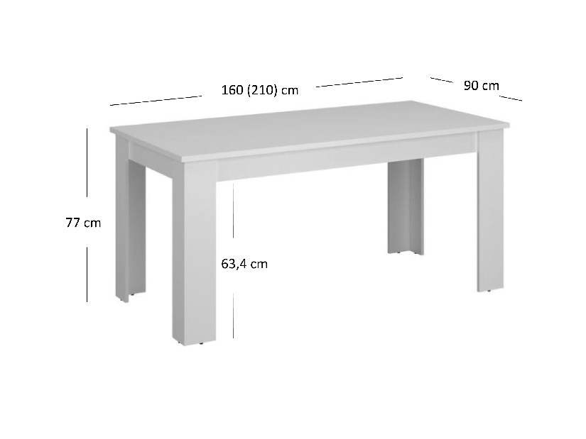 Széthúzható étkezőasztal (6 Mebel Bos Ethan (fehér)