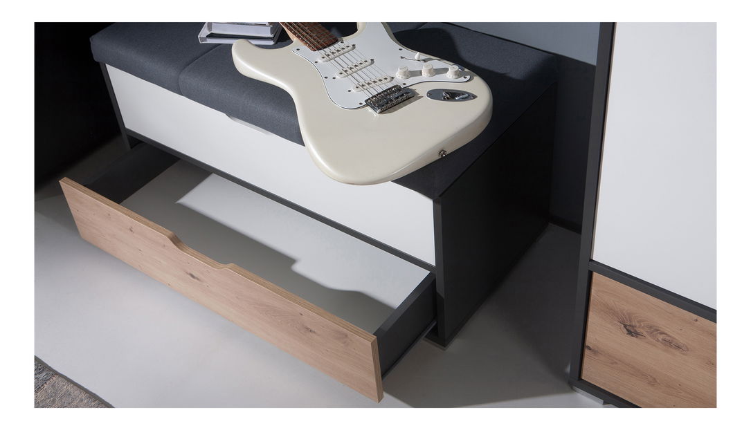 Botník Iweta KUF (grafit + biela matná + dub artisan)