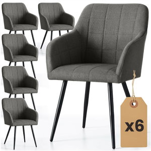 Set blagovaonskih stolica (6 kom.) Luksemburg (tamni grafit + crna)