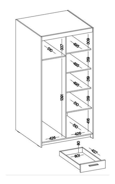 Dulap de haine Elanor 2D 3S (stejar lefkas)
