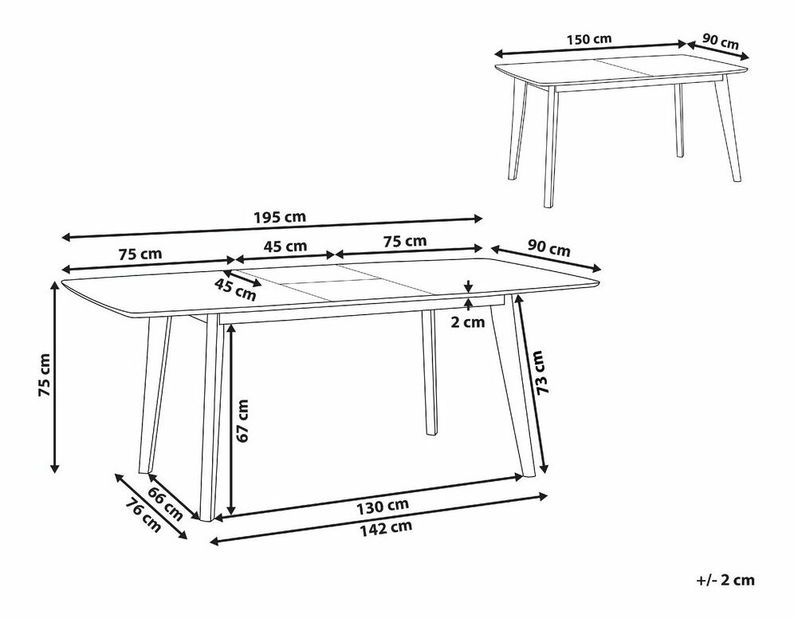 Étkezőasztal Stanford (6-8 fő részére) (fehér)