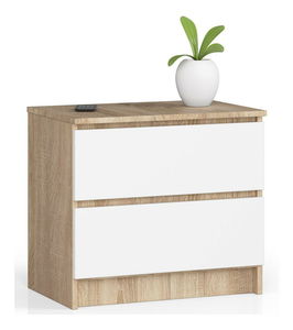 Noptieră Kalista (stejar sonoma + Alb)