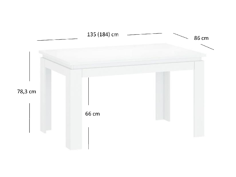 Masă de sufragerie extensibilă (pentru 4 6 persoane) Mebel Bos Leona (alb)