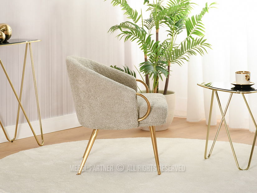 Fotoliu Carma F (bej închis + auriu)