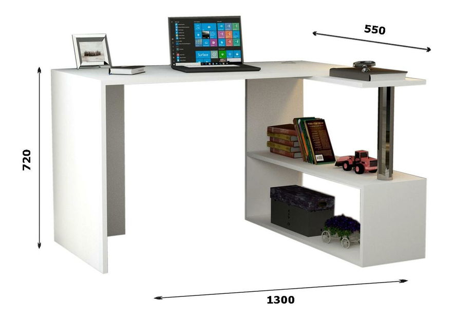 PC stolík Disevo 6 (biela) 