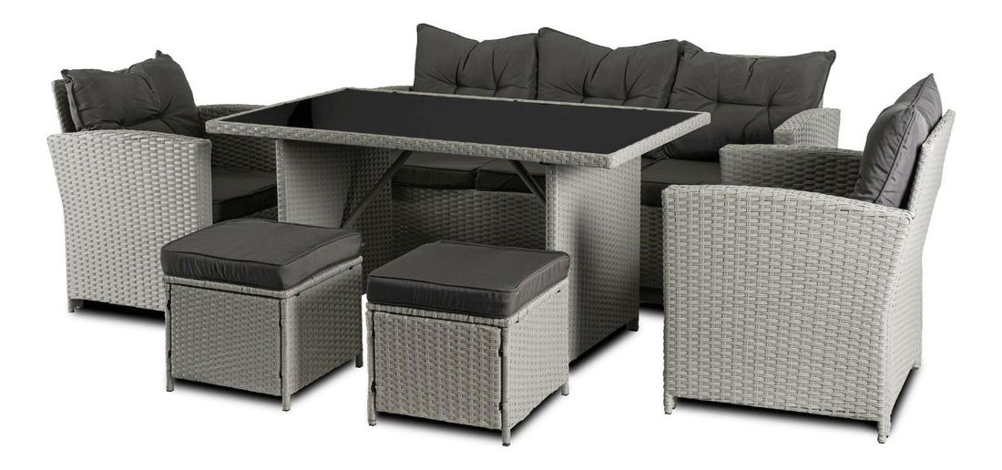 Set mobilier de grădină Comidas (gri) (pentru 7 persoane)