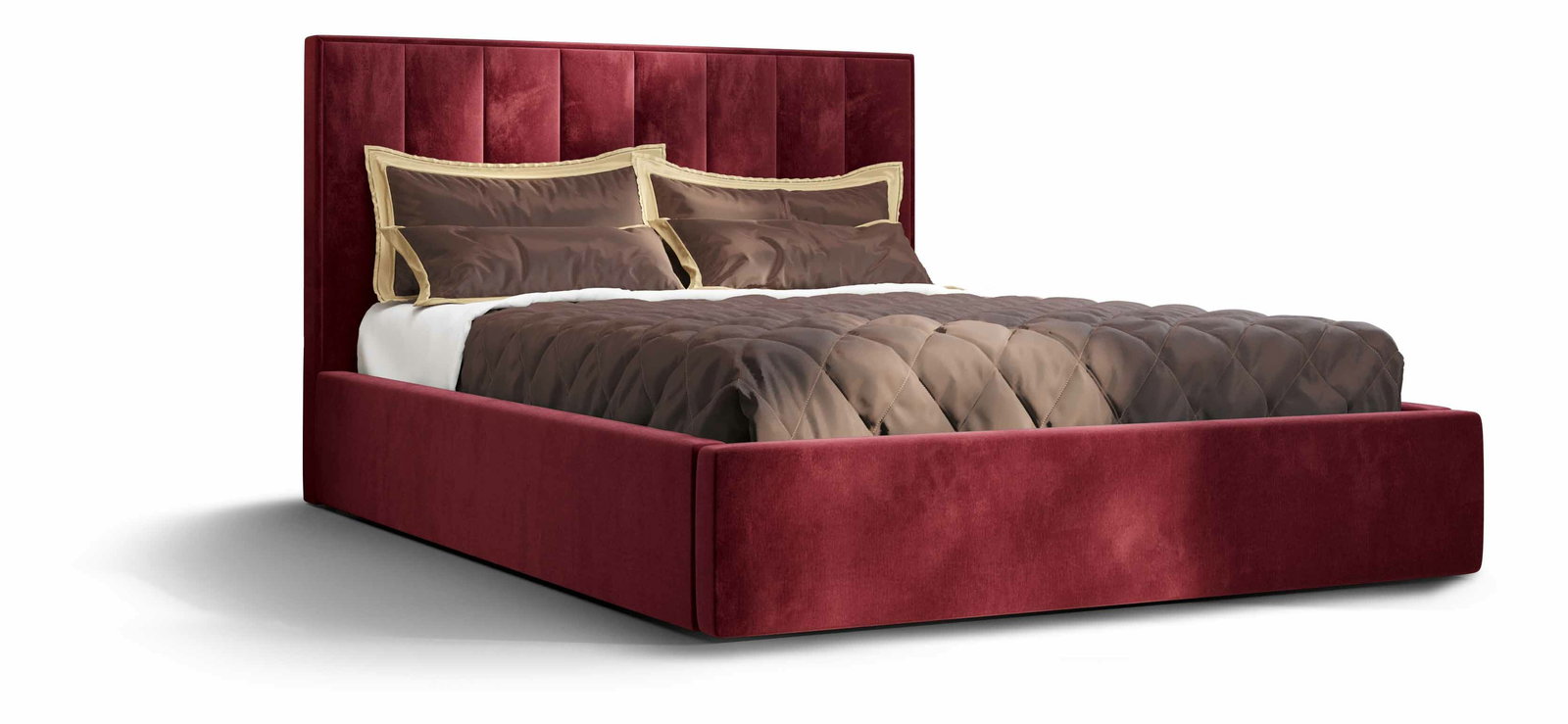 Pat matrimonial 140 cm Ocie (bordo) (cu somieră și sp. depozitare)