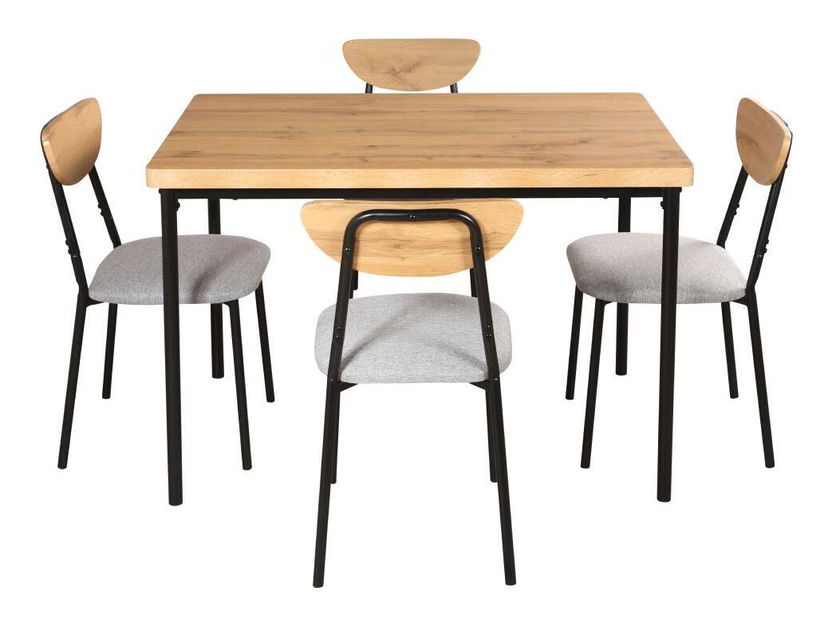 Jedálenský set Mimetizarse (dub svetlý + sivá) (pre 4 osoby)
