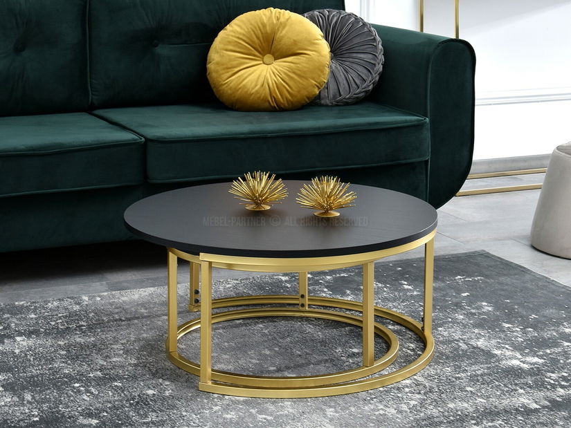 Konferenčný stolík Kolja Zest Xl (čierna + zlatá)