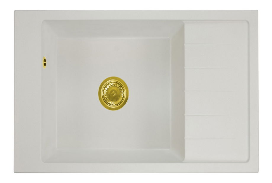 Kuhinjski sudoper Lurano (bijela) (s 1 otvorom za bateriju) (D)