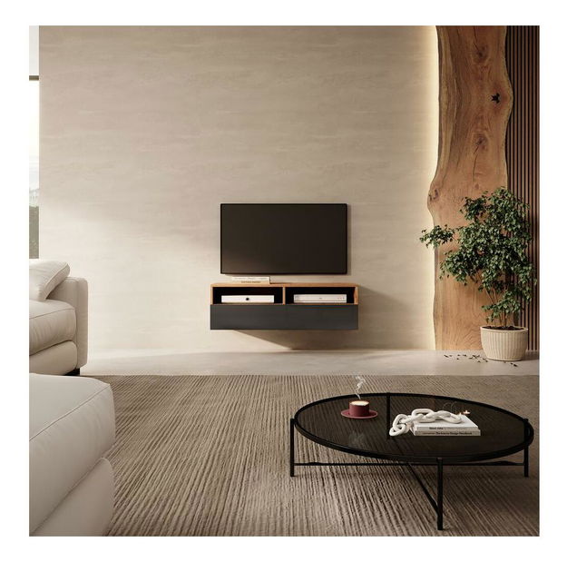 Tv szekrény/asztal Redcan 100 (fekete + wotan tölgy)