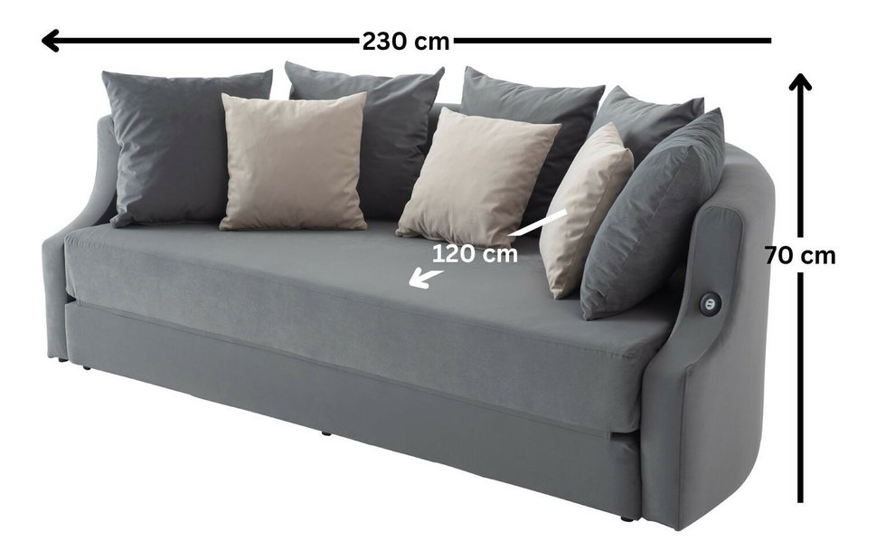 Canapea extensibilă Lettio (antracit)
