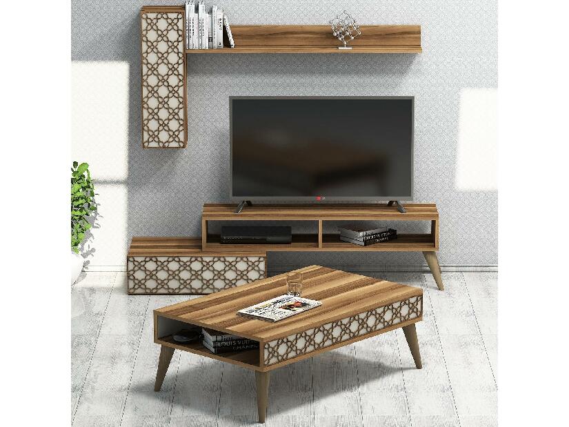 Set mobilier pentru living Komite (Nuc + crem) 