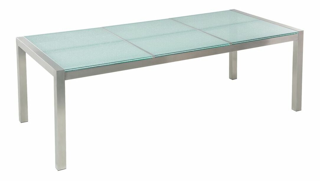 Set de masă pentru grădină Grosso (negru) (blat din sticlă 210x100 cm) (scaune din ratan)